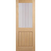 Mexicano Oak Single Evokit Pocket Door Detail - Half Light Clear Glass - Frosted Lines