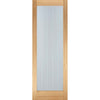 Mexicano Oak Door Pair - Clear Glass - Frosted Lines