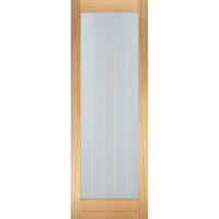 Mexicano Oak Door Pair - Clear Glass - Frosted Lines