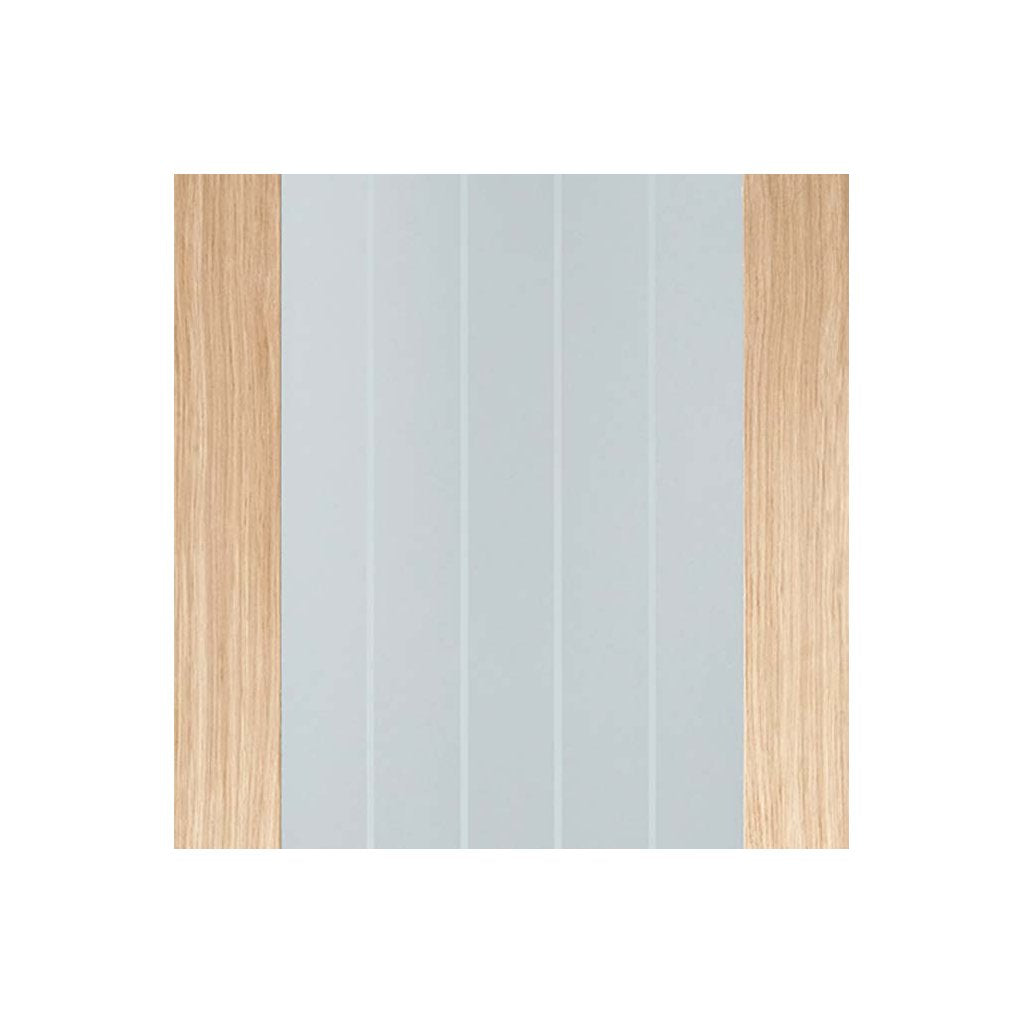 Mexicano Oak Door Pair - Clear Glass - Frosted Lines