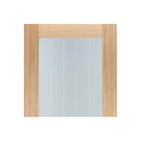 Mexicano Oak Door Pair - Clear Glass - Frosted Lines