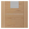 Three Sliding Doors and Frame Kit - Portici Oak Flush Door - Aluminium Inlay & Clear Glass - Prefinished