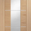Bespoke Thruslide Surface Portici Oak Glazed - Sliding Double Door and Track Kit - Aluminium Inlay - Prefinished