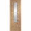 Two Sliding Doors and Frame Kit - Portici Oak Flush Door - Aluminium Inlay & Clear Glass - Prefinished