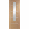 Portici Oak Flush Absolute Evokit Double Pocket Door - Aluminium Inlay & Clear Glass - Prefinished