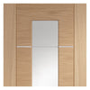 Portici Oak Flush Door Pair - Aluminium Inlay - Clear Glass - Prefinished