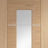 Bespoke Thruslide Surface Portici Oak Glazed - Sliding Double Door and Track Kit - Aluminium Inlay - Prefinished