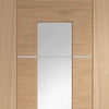 Bespoke Portici Oak Glazed Double Frameless Pocket Door Detail - Aluminium Inlay - Prefinished