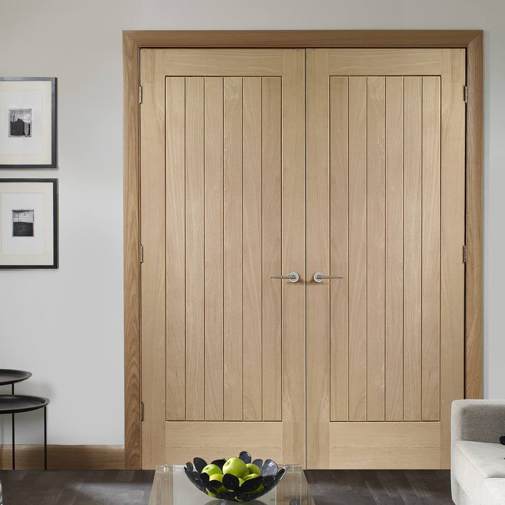 Bespoke Suffolk Oak Door Pair - Vertical Lining - Prefinished