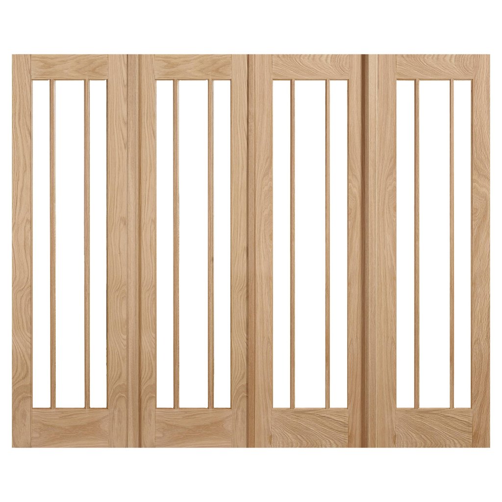 W8 Lincoln Room Divider Door & Frame Kit - Clear Glass - Unfinished Oak - 2031x2478mm Wide