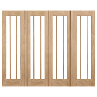 W8 Lincoln Room Divider Door & Frame Kit - Clear Glass - Unfinished Oak - 2031x2478mm Wide