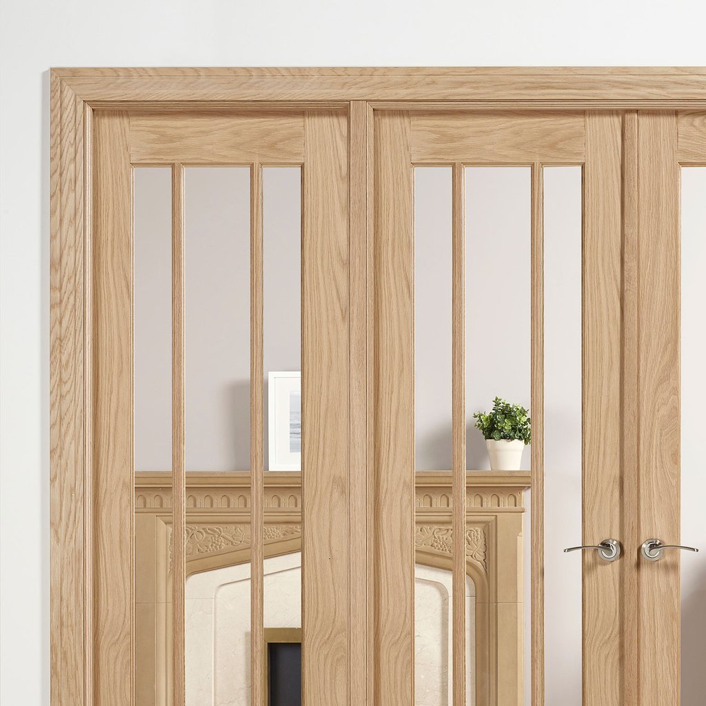 W8 Lincoln Room Divider Door & Frame Kit - Clear Glass - Unfinished Oak - 2031x2478mm Wide