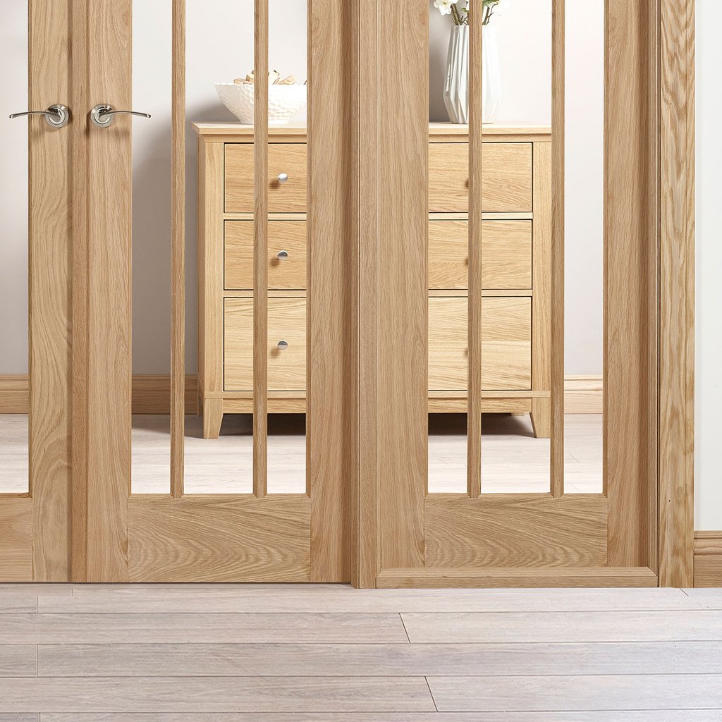 W8 Lincoln Room Divider Door & Frame Kit - Clear Glass - Unfinished Oak - 2031x2478mm Wide
