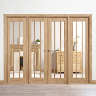 Image: W8 Lincoln Room Divider Door & Frame Kit - Clear Glass - Unfinished Oak - 2031x2478mm Wide