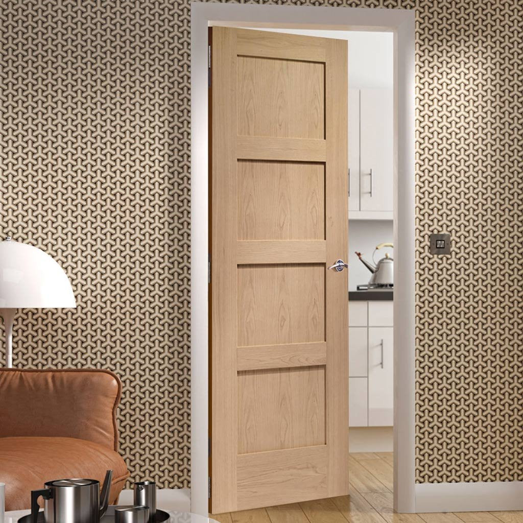 Shaker style four panel oak veneer interior door