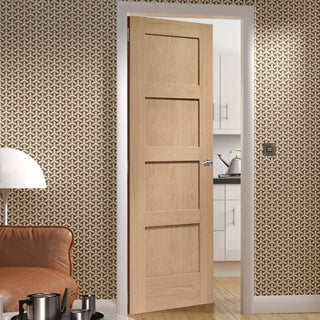 Image: Shaker style four panel oak veneer interior door