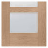 Four Sliding Doors and Frame Kit - Shaker Oak 4 Pane Door - Clear Glass - Unfinished