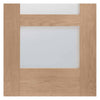 Bespoke Thruslide Surface Shaker Oak 4 Pane Glazed - Sliding Double Door and Track Kit - Prefinished