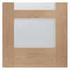 Three Folding Doors & Frame Kit - Shaker Oak 4 Pane 2+1 - Clear Glass - Unfinished