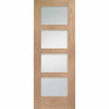 Three Sliding Doors and Frame Kit - Shaker Oak 4 Pane Door - Clear Glass - Unfinished