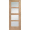 Minimalist Wardrobe Door & Frame Kit - Two Shaker Oak Doors - Obscure Glass - Unfinished