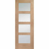 Minimalist Wardrobe Door & Frame Kit - Three Shaker Oak Doors - Obscure Glass - Unfinished