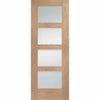 Four Sliding Wardrobe Doors & Frame Kit - Shaker Oak Door - Obscure Glass - Unfinished