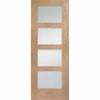 Six Folding Doors & Frame Kit - Shaker Oak 4 Pane 3+3 - Clear Glass - Unfinished
