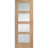 Minimalist Wardrobe Door & Frame Kit - Four Shaker Oak 4 Pane Door - Obscure Glass - Prefinished