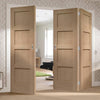 Three Folding Doors & Frame Kit - Shaker Oak 4 Panel 2+1 - Prefinished