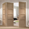 Three Folding Doors & Frame Kit - Shaker Oak 4 Panel 2+1 - Prefinished