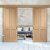 Double Sliding Door & Wall Track - Victorian 4 Panel Oak Shaker Door
