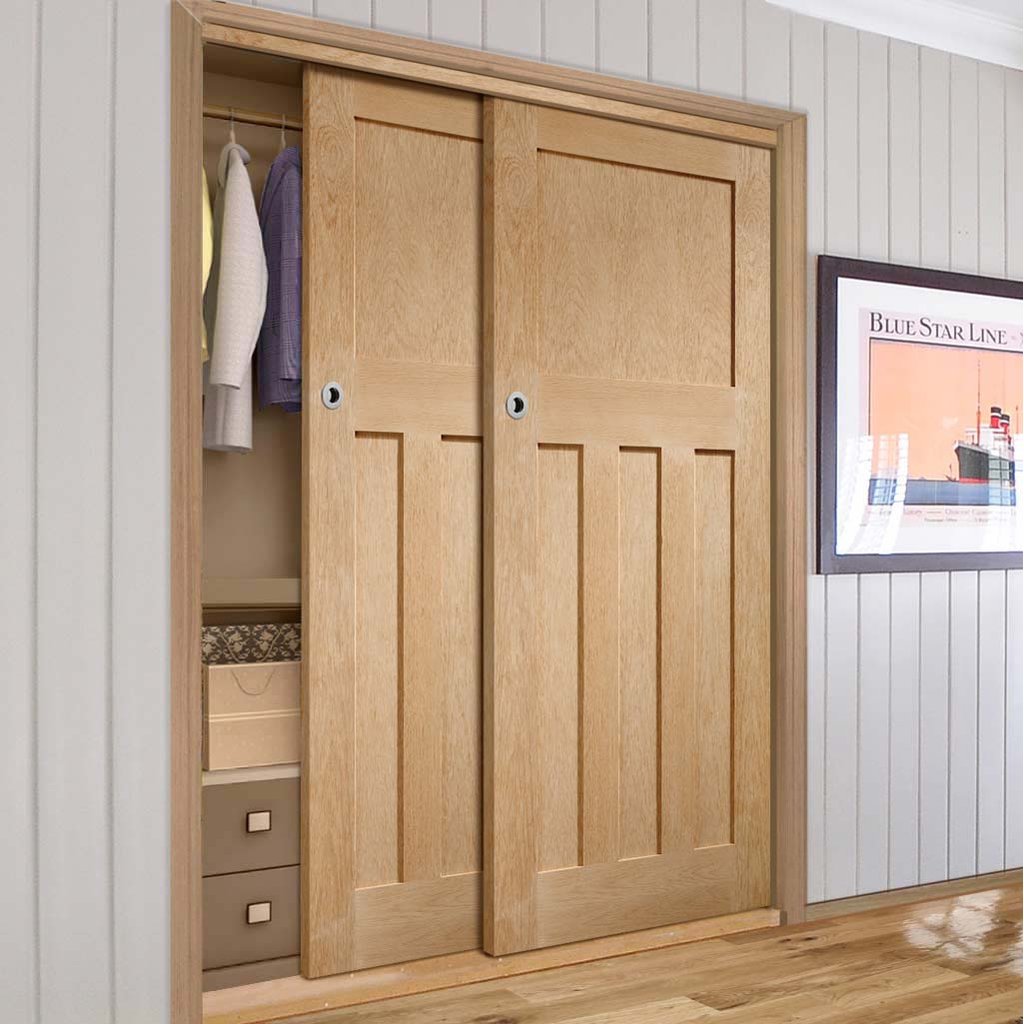 Bespoke Thruslide DX 1930'S Oak 2 Door Wardrobe and Frame Kit - Prefinished