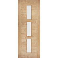 Bespoke Thruslide Surface Sofia 3L Oak Door - Clear Glass - Prefinished Sliding Double Door and Track Kit