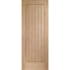 Suffolk Exterior Flush Oak Door and Frame Set - Two Side Screens - Frosted Double Glazing