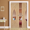 Bespoke Treviso Oak Glazed Double Pocket Door - Prefinished