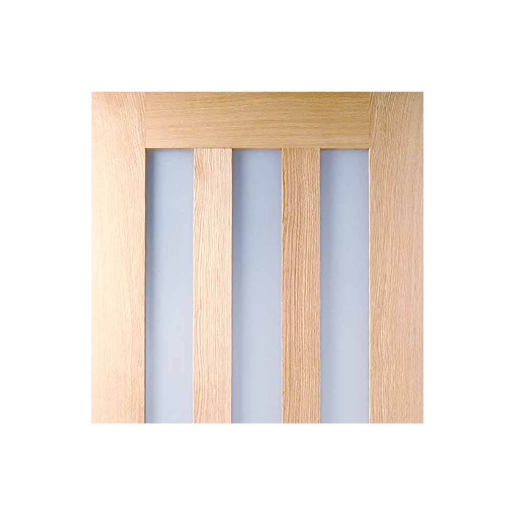 Three Sliding Doors and Frame Kit - Utah 3 Pane Oak Door - Frosted Glass - Prefinished