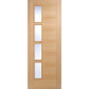 Bespoke Thruslide Surface Vancouver Oak 4L Door - Clear Glazed Offset - Prefinished Sliding Double Door and Track Kit