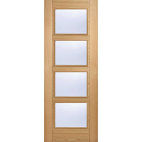 Three Folding Doors & Frame Kit - Vancouver 4 Pane Oak 2+1 - Clear Glass - Prefinished
