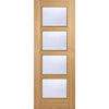 Three Folding Doors & Frame Kit - Vancouver 4 Pane Oak 2+1 - Clear Glass - Prefinished