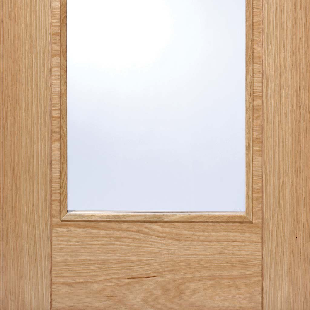 Vancouver Oak Door Pair - Clear Glass - Prefinished