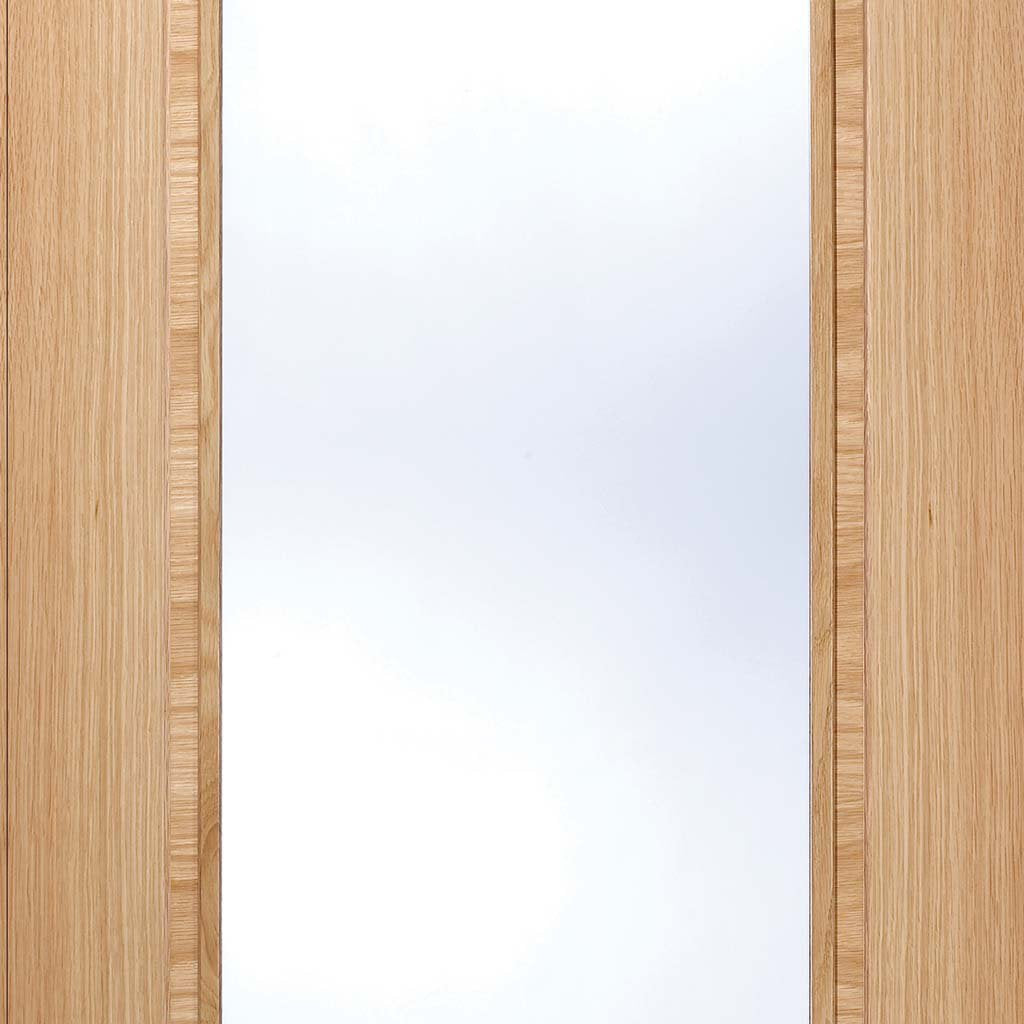 Vancouver Oak Door Pair - Clear Glass - Prefinished