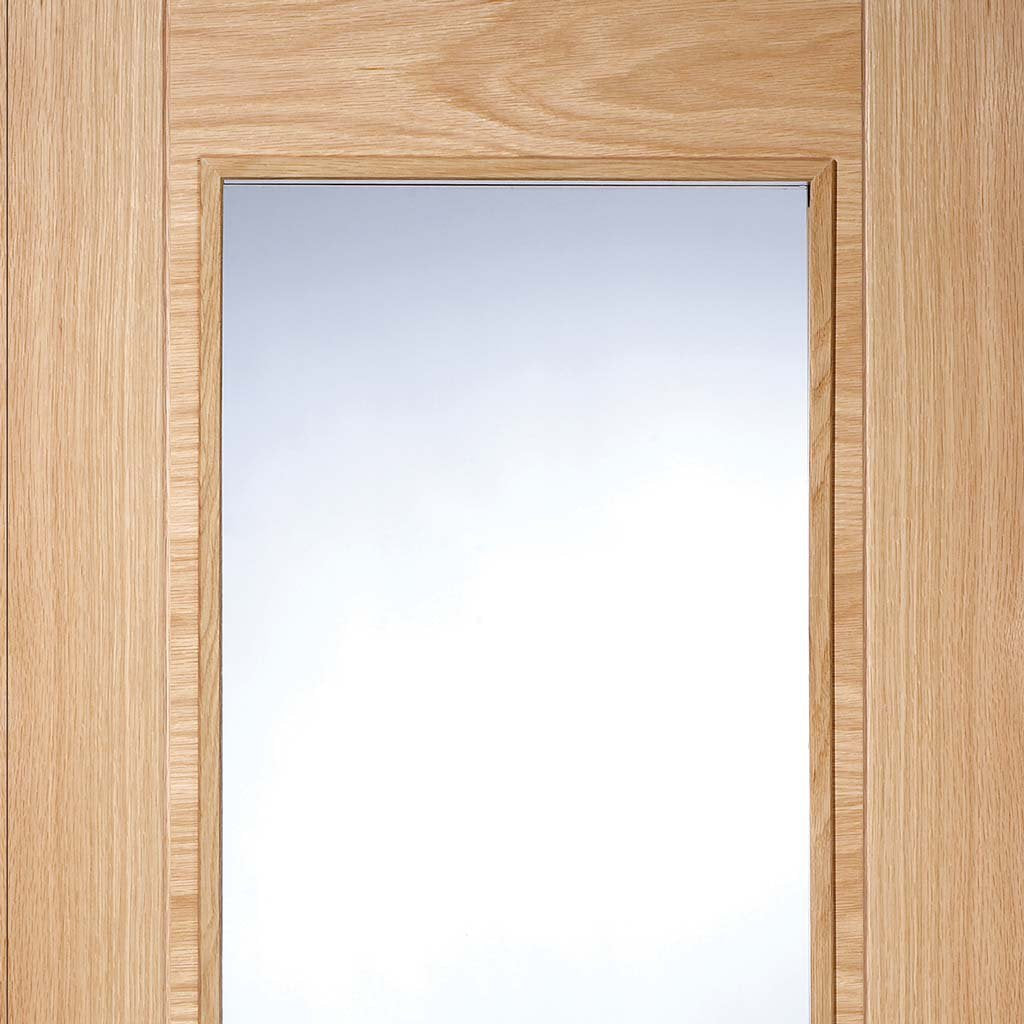 Vancouver Oak Door Pair - Clear Glass - Prefinished