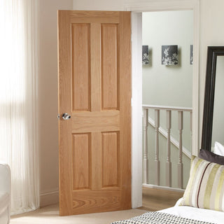 Image: Oak interior door with elegant bevelled glass