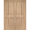 Victorian Oak 4 Panel Door Pair - Raised Mouldings