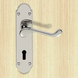 Image: Sale - Oakley Bathroom Door Lever on Backplate -DL168WCCP