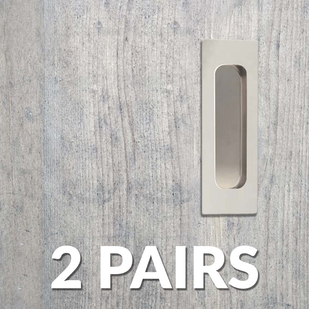 Two Pairs of Chester 120mm Sliding Door Oblong Flush Pulls - Polished Stainless Steel