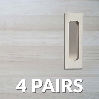 Image: Four Pairs of Chester 120mm Sliding Door Oblong Flush Pulls - Polished Stainless Steel