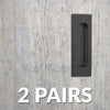 Two Pairs of Chester 120mm Sliding Door Oblong Flush Pulls - Matt Black Finish