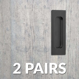 Image: Two Pairs of Chester 120mm Sliding Door Oblong Flush Pulls - Matt Black Finish